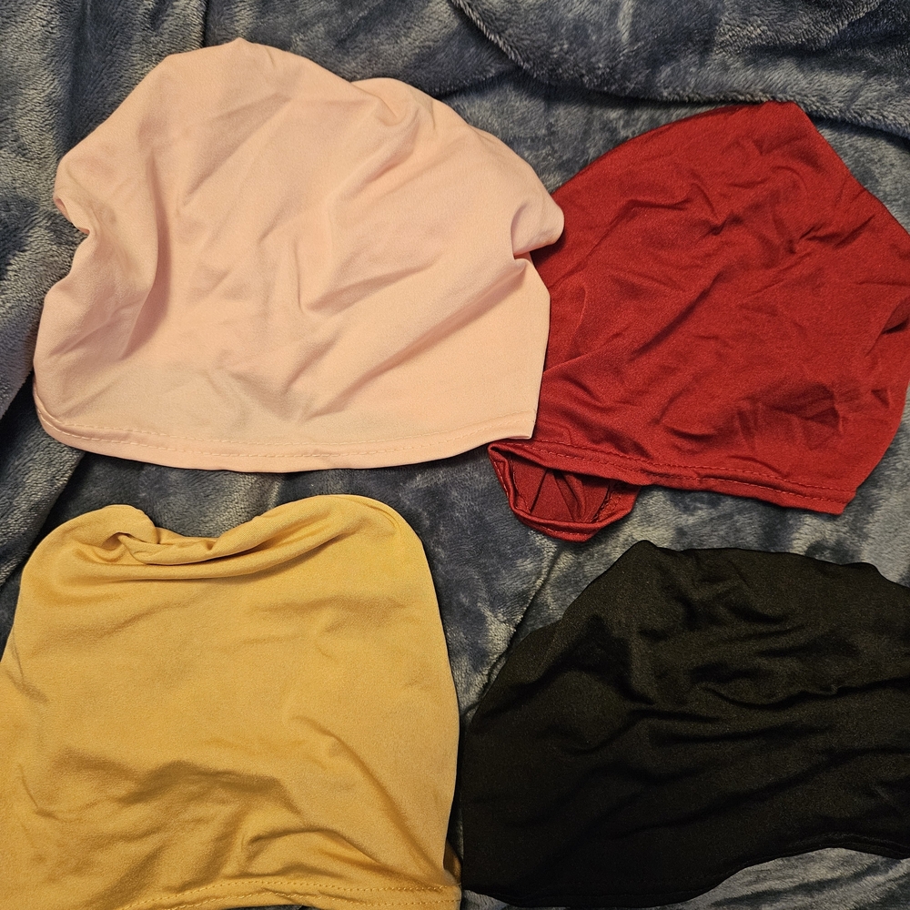 Set of Four Solid Color Tube Tops - Pink, Red, Yellow, Black